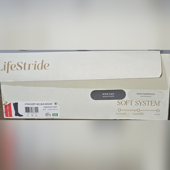 LifeStride Xtrovert Black Wide Calf Riding Boots Water-Resistant - Picture 12 of 12